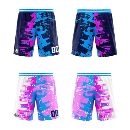 Benutzerdefinierte Reversible Basketball Jersey Personalisierte Print Name Nummer Logo Rosa&Blau