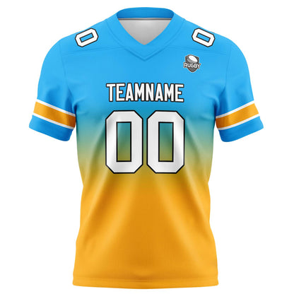 Benutzerdefinierte Gradient Fußball Trikots Personalisierte Name Nummer Logo Hellblau&Orange