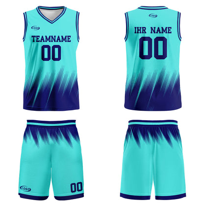 Benutzerdefinierter Petrol Blau Basketball Jersey Uniform Anzug gedruckt Ihr Logo Name Nummer