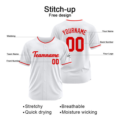 Benutzerdefinierte Authentisch Baseball-Trikot weiß-Rot