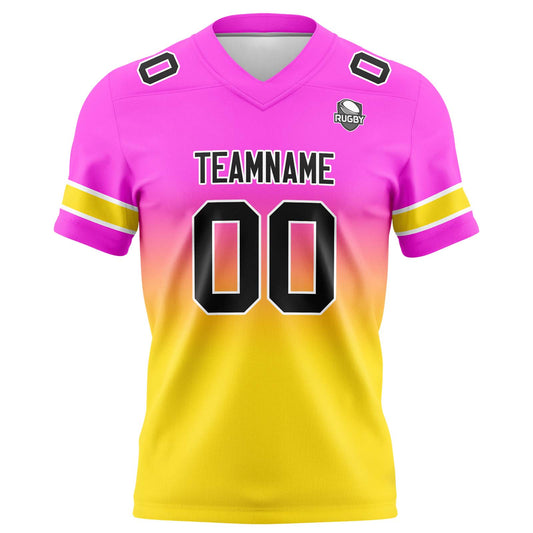 Benutzerdefinierte Rosa & Gelb Gradient Fußball Trikots Personalisierter Name Nummer Logo