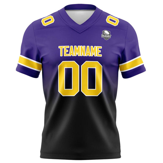 Benutzerdefinierte Lila & Schwarz Gradient Fußball Trikots Personalisierter Name Nummer Logo