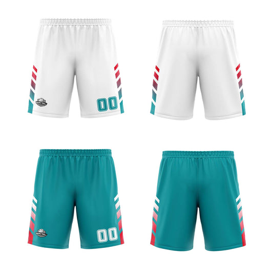 Benutzerdefinierte Weiß Türkis Rot Reversible Basketball Jersey Personalisierte Print Name Nummer Logo
