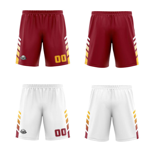 Benutzerdefinierte Burgund Weiß Gelb Reversible Basketball Jersey Personalisierte Print Name Nummer Logo