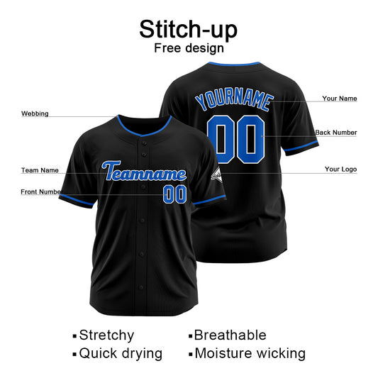 Benutzerdefinierte Authentisch Baseball-Trikot Schwarz-königlich