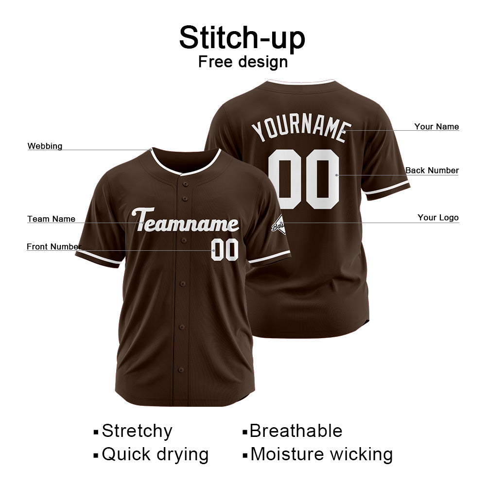 Benutzerdefinierte Authentisch Baseball-Trikot Braun weiß