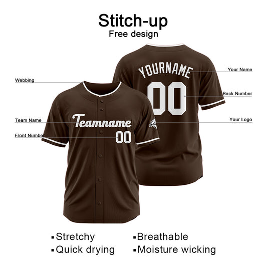 Benutzerdefinierte Authentisch Baseball-Trikot Braun weiß