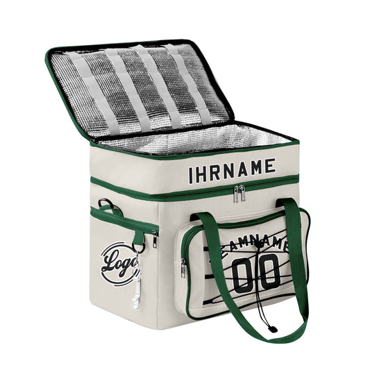 Maßgeschickerte Grau Grün vollflächig bedruckte isolierte Kühltasche mit Doppelwand Wasserdichte 600D Oxford Picknick-Tragetasche für Teamevents & Outdoor-Grillen