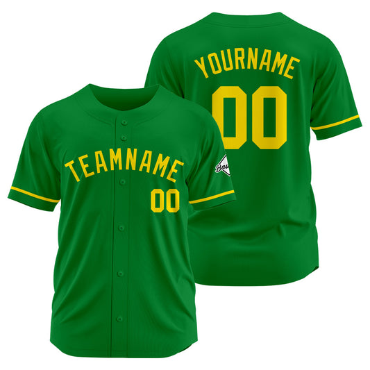 Benutzerdefinierte Authentisch Baseball-Trikot Kelly Grün-Gelb