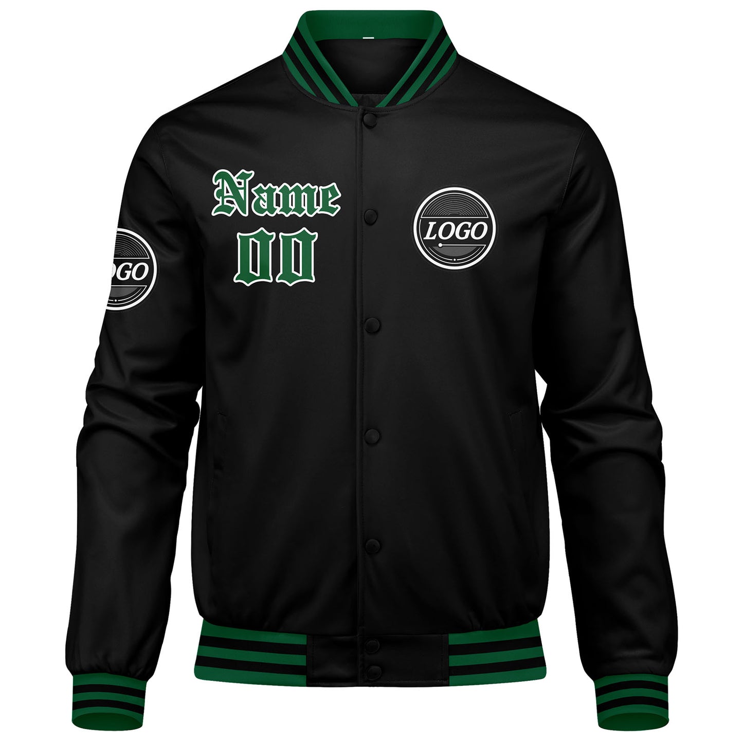 Benutzerdefinierte Verlauf Varsity-Jacke. Letterman-Jacke Grün