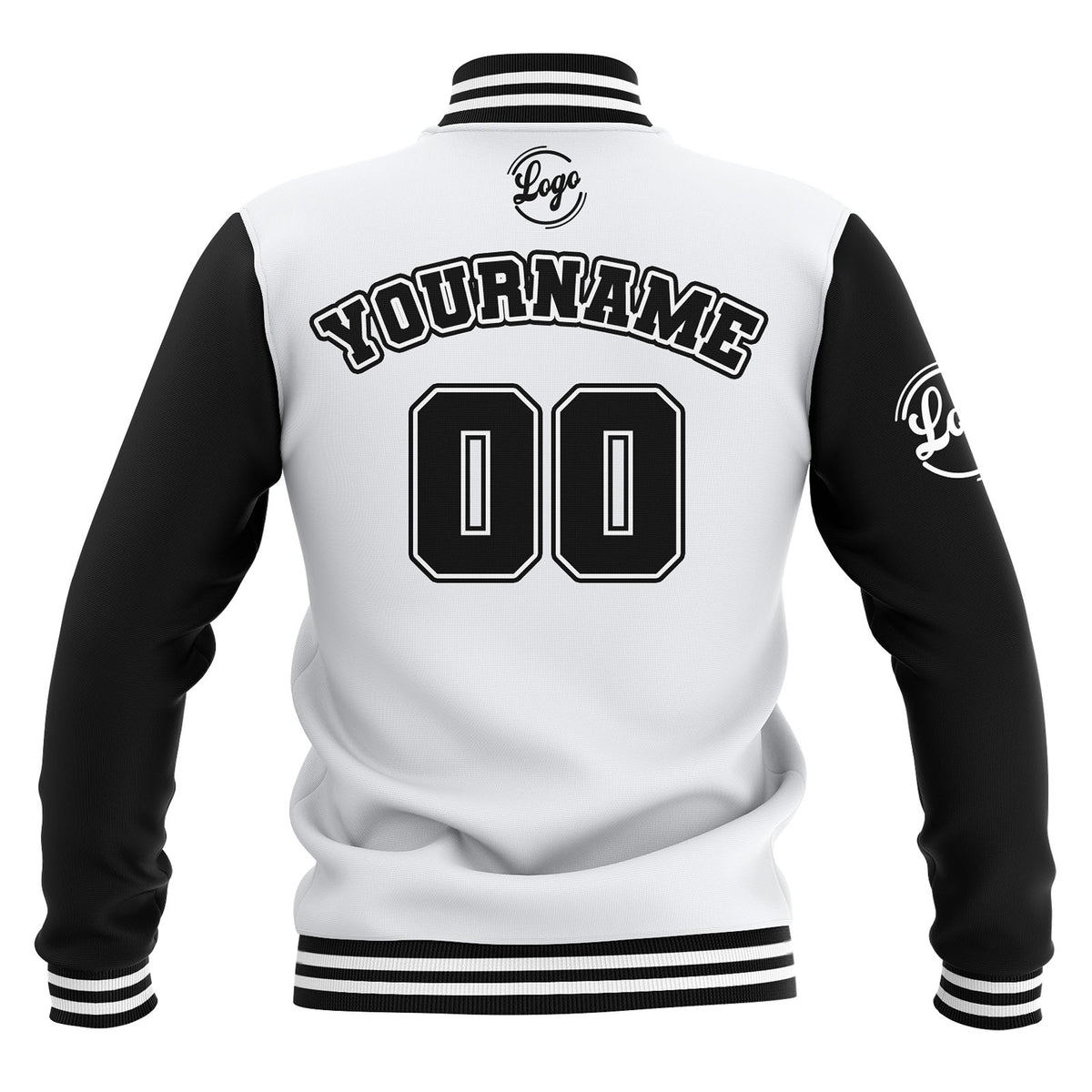 Benutzerdefiniert Schwarz Weiß Wasserdichte Varsity Jacken Personalisiert genäht Name Nummer Logo zu Letterman Jacken
