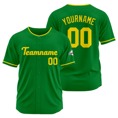 Benutzerdefinierte Authentisch Baseball-Trikot Kelly Grün-Gelb