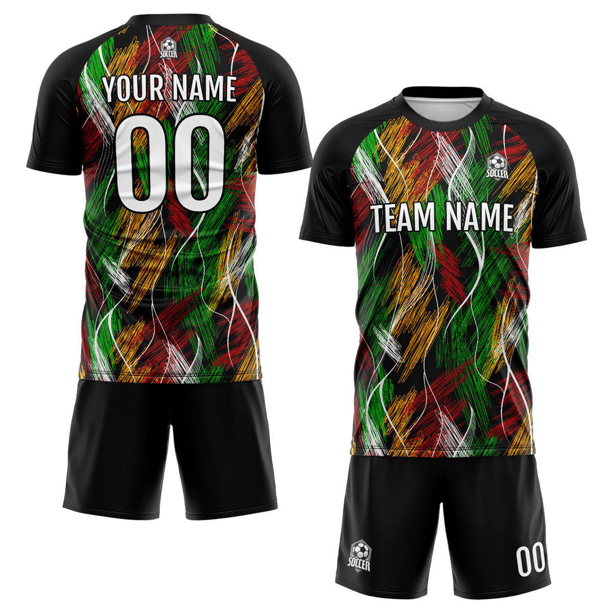 Benutzerdefinierte Schwarz Orange Fußball Trikots für Männer Frauen Personalisierte Fußball Uniformen für Erwachsene und Kind