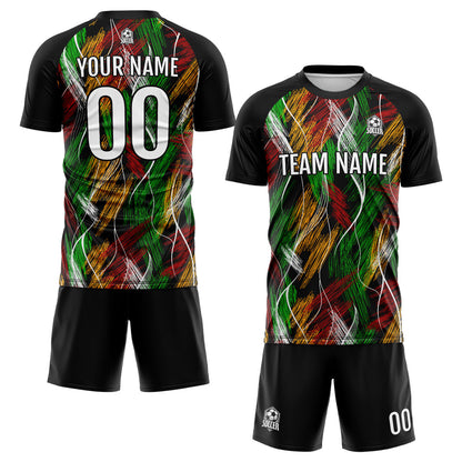 Benutzerdefinierte Schwarz Orange Fußball Trikots für Männer Frauen Personalisierte Fußball Uniformen für Erwachsene und Kind