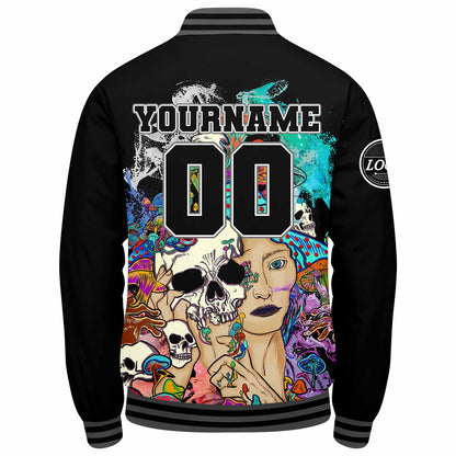 Benutzerdefinierte Verlauf Varsity-Jacke. Letterman-Jacke Royal Grau