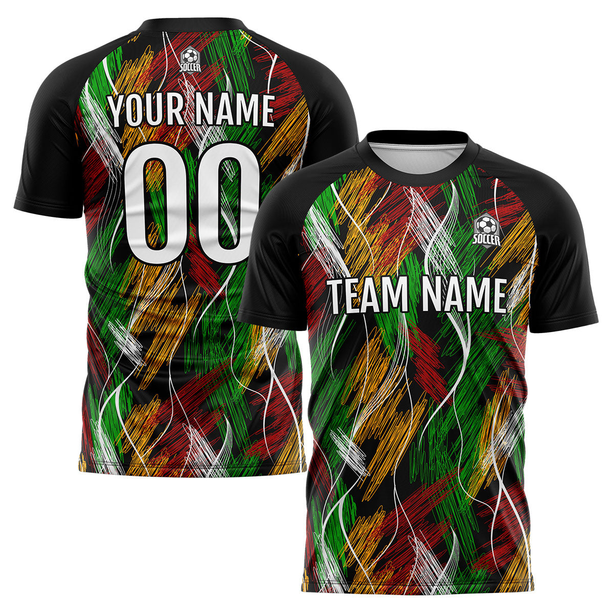 Benutzerdefinierte Schwarz Orange Fußball Trikots für Männer Frauen Personalisierte Fußball Uniformen für Erwachsene und Kind