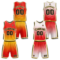 Benutzerdefinierte Rot Gelb Reversible Basketball Jersey Personalisierte Name Nummernlogo drucken