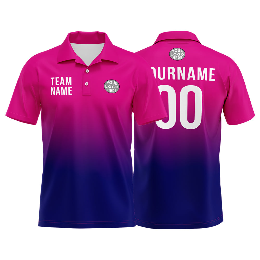Benutzerdefinierte Fuchsien Marine Fußball Polo-Shirts Fügen Sie Ihr Einzigartiges hinzu Logo/Name/Nummer