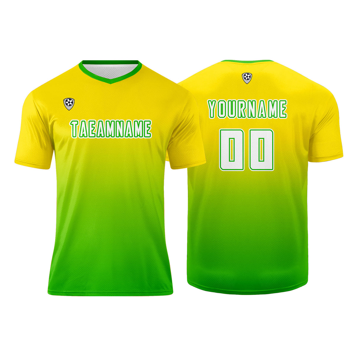 Benutzerdefinierte Gelb Grün Trikots für Männer Frauen Personalisierte Fußball Uniformen für Erwachsene und Kind