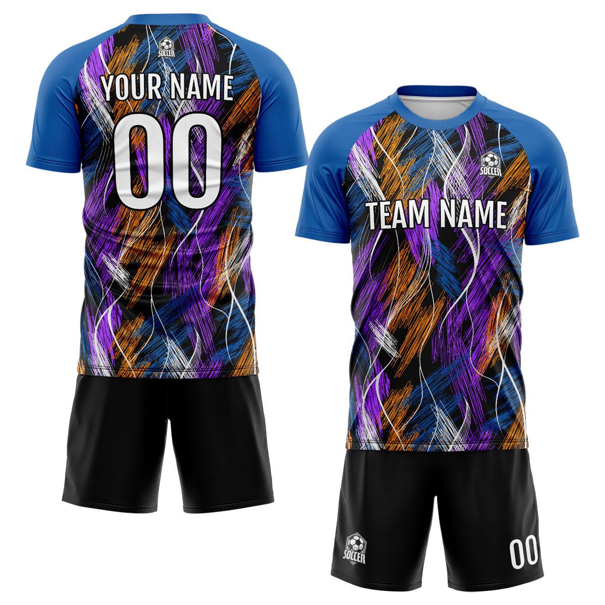 Benutzerdefinierte Schwarz Blau Fußball Trikots für Männer Frauen Personalisierte Fußball Uniformen für Erwachsene und Kind