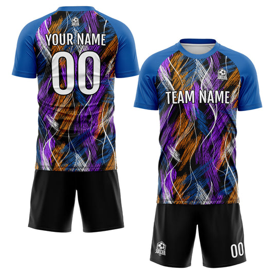Benutzerdefinierte Schwarz Blau Fußball Trikots für Männer Frauen Personalisierte Fußball Uniformen für Erwachsene und Kind