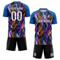 Benutzerdefinierte Schwarz Blau Fußball Trikots für Männer Frauen Personalisierte Fußball Uniformen für Erwachsene und Kind