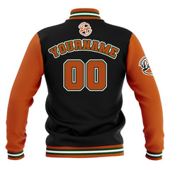 Benutzerdefiniert  Schwarz Orange Grün Wasserdichte Varsity Jacken Personalisiert genäht Name Nummer Logo zu Letterman Jacken