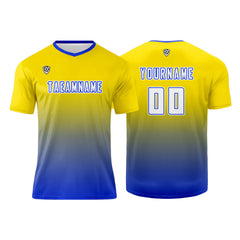 Benutzerdefinierte Gelb Blau Trikots für Männer Frauen Personalisierte Fußball Uniformen für Erwachsene und Kind