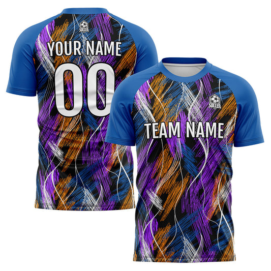 Benutzerdefinierte Schwarz Blau Fußball Trikots für Männer Frauen Personalisierte Fußball Uniformen für Erwachsene und Kind