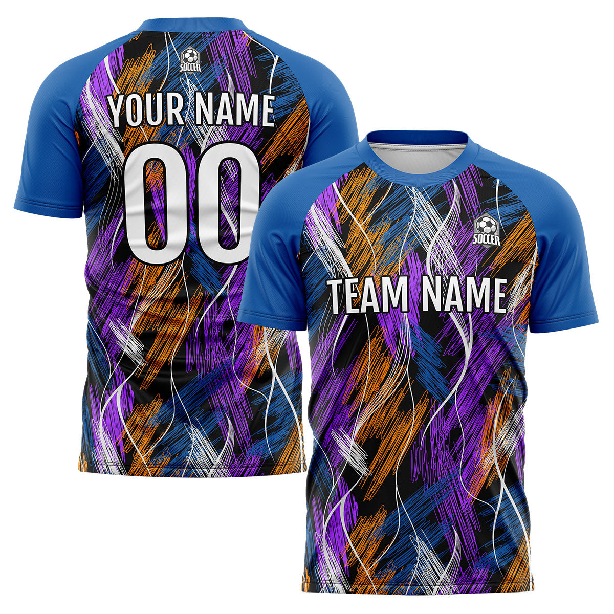 Benutzerdefinierte Schwarz Blau Fußball Trikots für Männer Frauen Personalisierte Fußball Uniformen für Erwachsene und Kind
