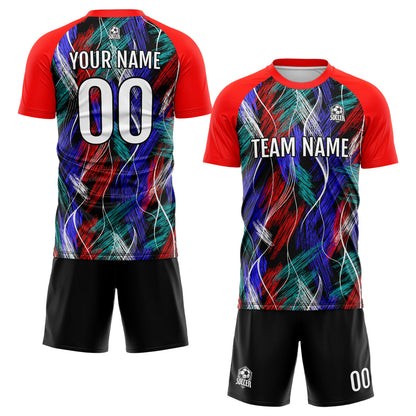 Benutzerdefinierte Schwarz Rot Fußball Trikots für Männer Frauen Personalisierte Fußball Uniformen für Erwachsene und Kind
