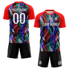 Benutzerdefinierte Schwarz Rot Fußball Trikots für Männer Frauen Personalisierte Fußball Uniformen für Erwachsene und Kind