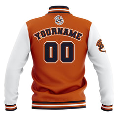 Benutzerdefiniert Orange Weiß Marine Wasserdichte Varsity Jacken Personalisiert genäht Name Nummer Logo zu Letterman Jacken