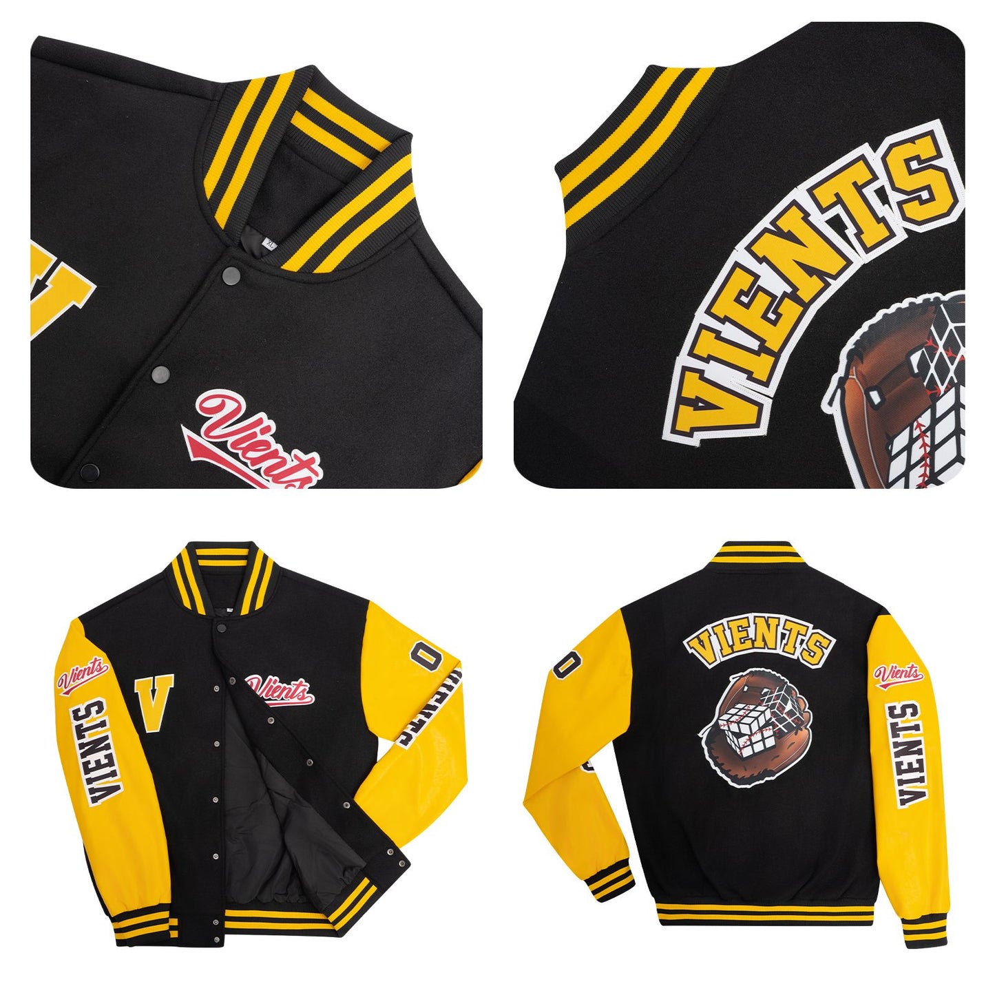 Maßgeschneiderte Weiß Lila Letterman Varsity Jacket Individuelle Stickerei Druck nach Ihrem Wunsch