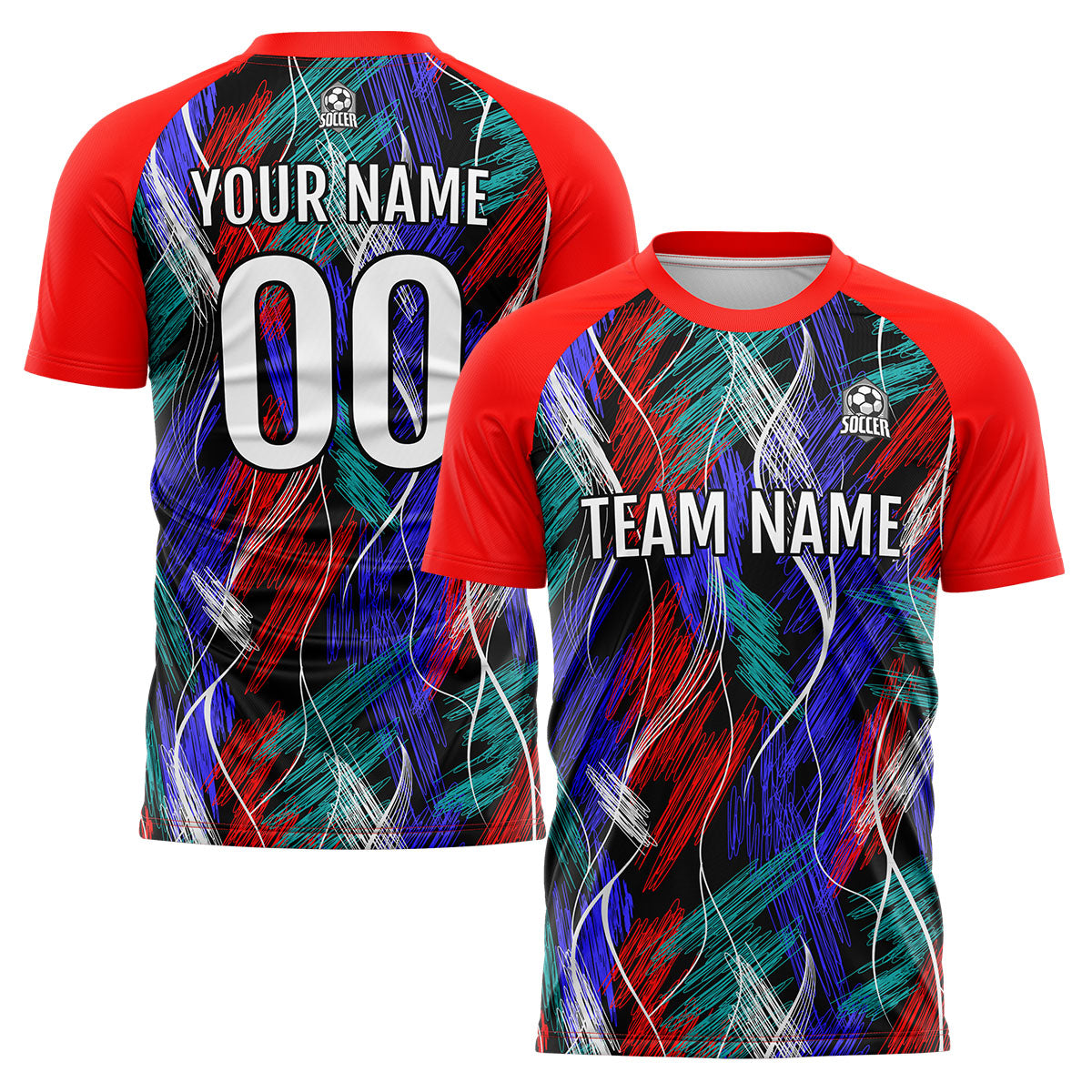 Benutzerdefinierte Schwarz Rot Fußball Trikots für Männer Frauen Personalisierte Fußball Uniformen für Erwachsene und Kind