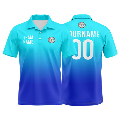 Benutzerdefinierte Hellblau Blau Fußball Polo-Shirts Fügen Sie Ihr Einzigartiges hinzu Logo/Name/Nummer