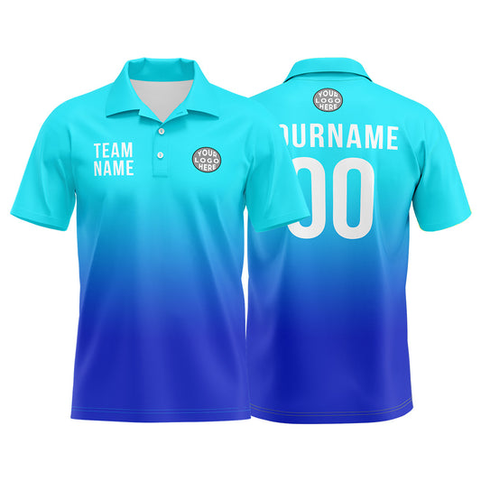 Benutzerdefinierte Hellblau Blau Fußball Polo-Shirts Fügen Sie Ihr Einzigartiges hinzu Logo/Name/Nummer