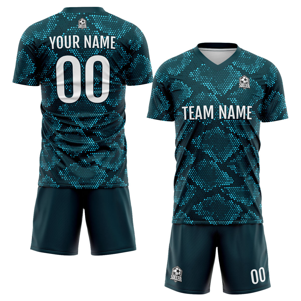 Benutzerdefinierte Dunkelgrün Fußball Trikots für Männer Frauen Personalisierte Fußball Uniformen für Erwachsene und Kind