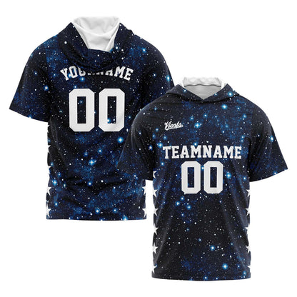 Benutzerdefinierte Marine Kurzarm-Kapuzenpullover für Männer Frauen Hemden mit Kapuzen gedruckt Name Logo