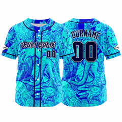 Benutzerdefinierte Baseball Jersey Personalisierte Baseball Shirt genäht und Druck Blau