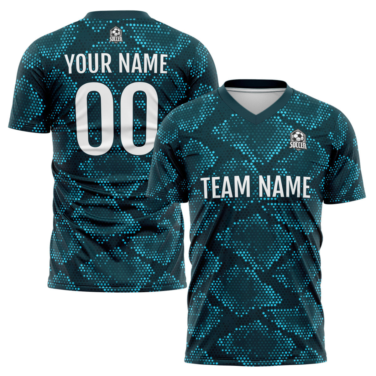 Benutzerdefinierte Dunkelgrün Fußball Trikots für Männer Frauen Personalisierte Fußball Uniformen für Erwachsene und Kind