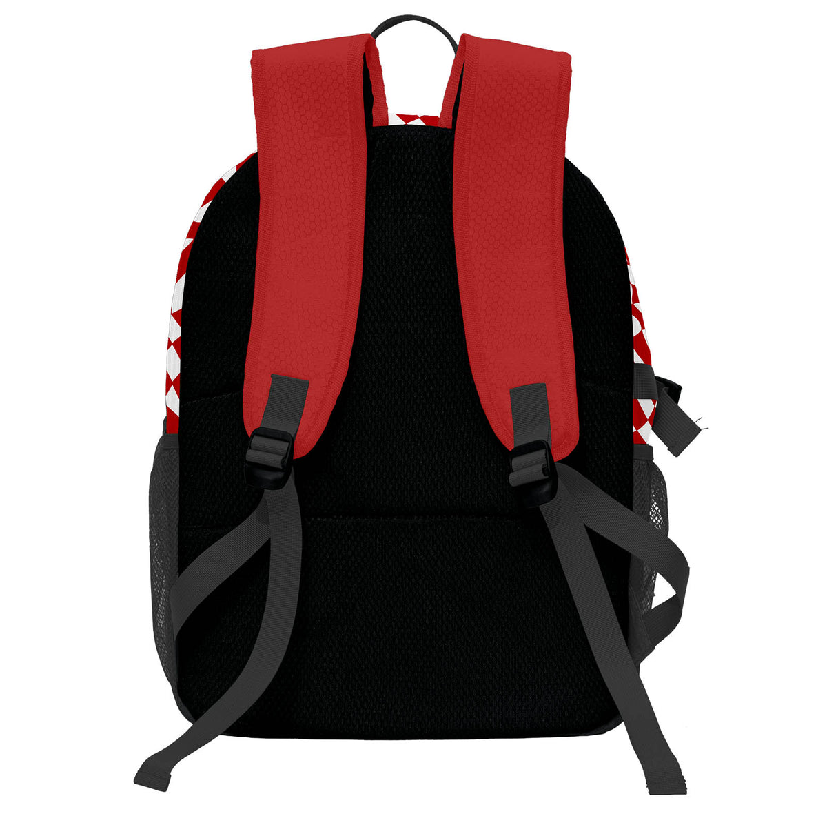 Personalisierter rot - weißer Basketball - Fußballrucksack mit Spielernamen & Nummern und Teamlogo #BP-0919-0033
