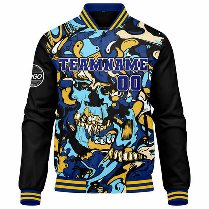 Benutzerdefinierte Verlauf Varsity-Jacke. Letterman-Jacke Royal Gelb