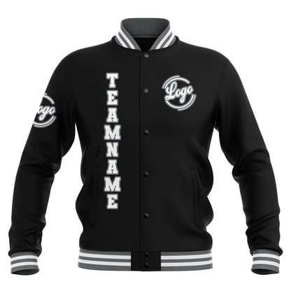 Benutzerdefiniert  Schwarz Grau Weiß Wasserdichte Varsity Jacken Personalisiert genäht Name Nummer Logo zu Letterman Jacken