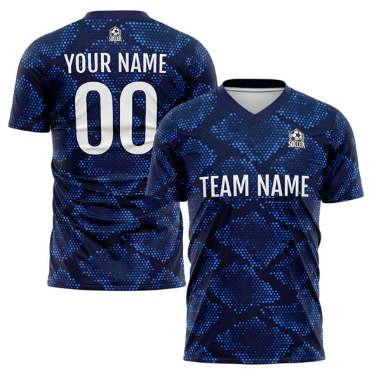 Benutzerdefinierte Dunkelblau Fußball Trikots für Männer Frauen Personalisierte Fußball Uniformen für Erwachsene und Kind