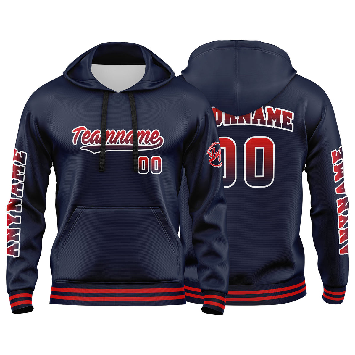 Benutzerdefinierter Marine Rot Hoodie für Mann, Frau, Mädchen, Junge. Drucken Sie Ihr Logo, Ihren Namen und Ihre Nummer