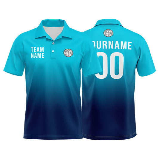 Benutzerdefinierte Hellblau Marine Fußball Polo-Shirts Fügen Sie Ihr Einzigartiges hinzu Logo/Name/Nummer