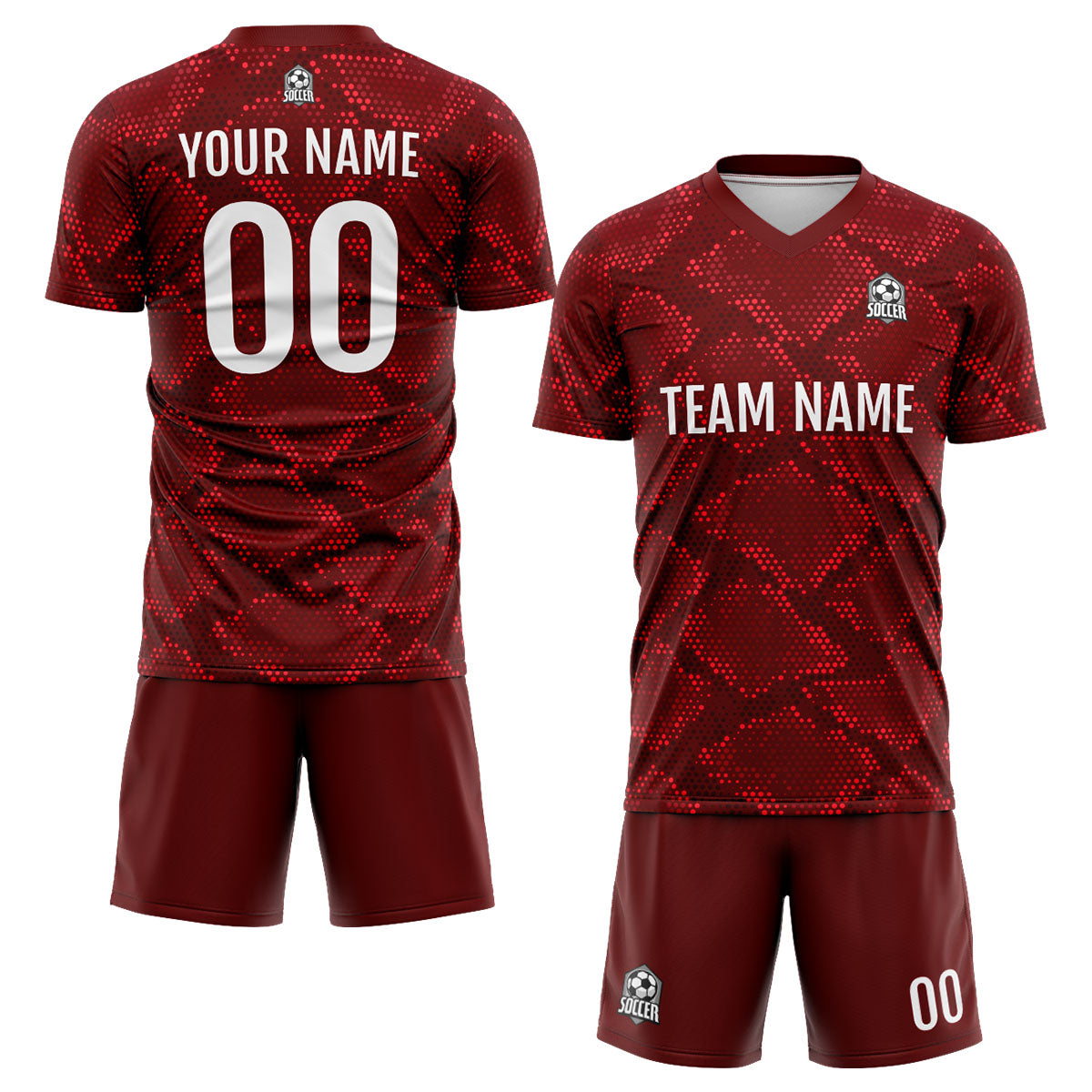 Benutzerdefinierte Dunkelrot Fußball Trikots für Männer Frauen Personalisierte Fußball Uniformen für Erwachsene und Kind