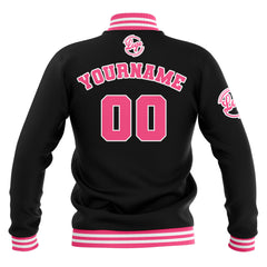 Benutzerdefiniert  Schwarz Rosa Weiß Wasserdichte Varsity Jacken Personalisiert genäht Name Nummer Logo zu Letterman Jacken