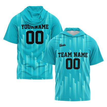 Benutzerdefinierte Teal Kurzarm-Kapuzenpullover für Männer Frauen Hemden mit Kapuzen gedruckt Name Logo